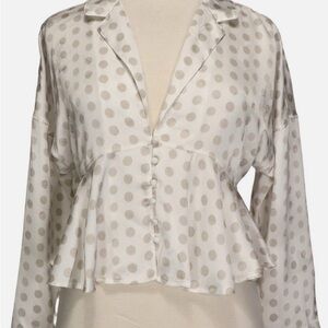 Free People White Polka Dot Blouse
